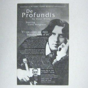 De Profundis Oscar Wilde Flyer ONLY 1999 Corlin Redgrave Actors Fund Theatre